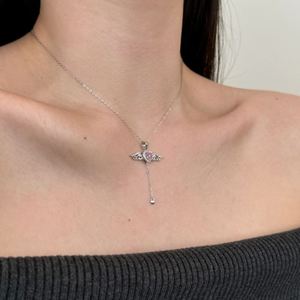 Colliers pendentifs Dylam Elegance Fine Fashion Jewelry en argent 925 avec chaîne à maillons, zircon cubique 5A, cœur, ailes, ange, amour - Product Image 3