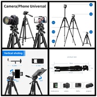 Kit de Vlogging Vidéo Professionnel 3 en 1 avec Trépied 57'', Microphone Sans Fil et Lumière LED pour YouTube TikTok, Enregistrement en Direct et Caméra de Téléphone