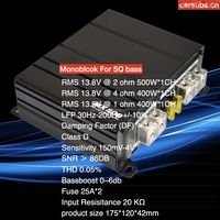 Amplificateur de subwoofer actif pour voiture Mono RMS 500W 2 ohms Bass Amp Peak 1000W 1 ohm Class D Car Amplifier Monoblock