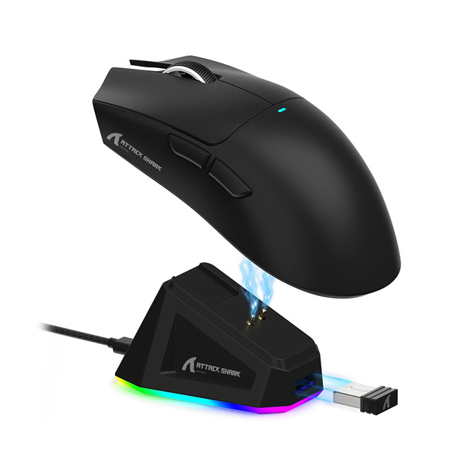 ATTACK SHARK X11 Lightweight Wireless Gaming Mouse with RGB Charging Dock 5 Programmable Buttons for PC/Mac