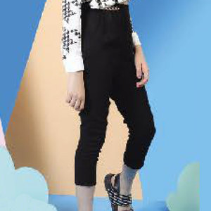 Camiseta informal de manga larga con volantes y estampado en blanco y negro para niñas, top de fibra de poliéster personalizado, camisetas sin mangas informales para niñas - Product Image 3