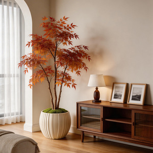 Grand pot de fleurs de <span class=keywords><strong>sol</strong></span> créatif en plastique <span class=keywords><strong>beige</strong></span> à grain vertical, pot de fleurs ornemental d'extérieur - Product Image 5