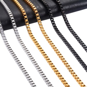 Collar de cadena de eslabones cuadrados de acero inoxidable para hombre y mujer, gargantilla en colores oro/plata/negro, accesorios de joyería para el cuello - Product Image 2
