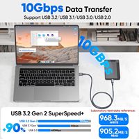 Transfer Data kecepatan tinggi 10Gbps kustom kabel 5V/3A 60W USB 3.2 Gen 2 tipe A ke Tipe C