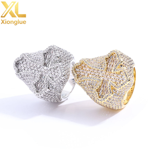 Hot Selling Hip Hop Style Natural VVS Zircon Ice Out Unisex Diamond <b>Cross</b> <b>Rings</b> 18K Gold Plated 925 <b>Silver</b> Claw Setting - Product Image 1