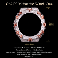 Montre GA2100 avec lunette en cuivre plaqué or, croix gothique, boîtier entièrement pavé de diamants Moissanite VVS, bijoux pour hommes