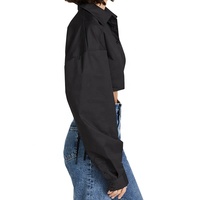 Chemise courte en dentelle noire à manches longues pour femmes avec tissu doux et respirant et design élégant et ajusté
