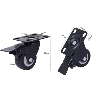 Roulettes pivotantes modernes en acier TPR noir de 2 pouces, à roulement à billes, réglables, charge 35-40 kg, pour mobilier d'hôpital et de salon - Product Image 3