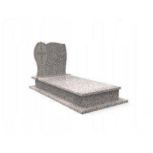 Pierre tombale en granit arrondie de qualité supérieure avec croix en bronze royal - Product Image 1