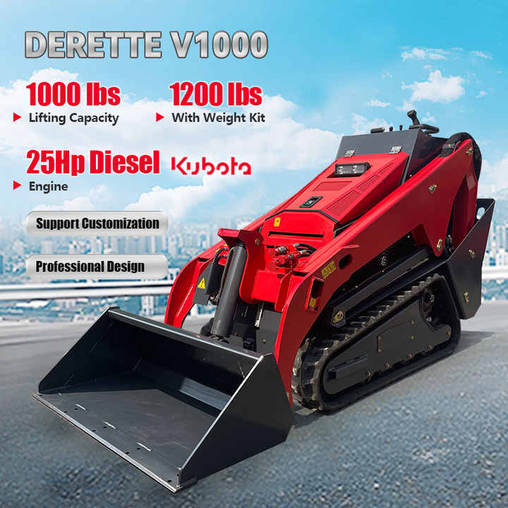 For Derette V1000 Mini Skid Steer Loader with 25hp Diesel Engine EPA ...