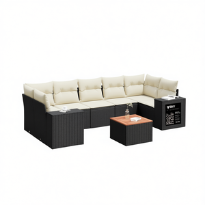 Ensemble de canapés de jardin modulaires en rotin PE noir, meubles d'extérieur élégants, coussins en mousse haute densité - Product Image 1