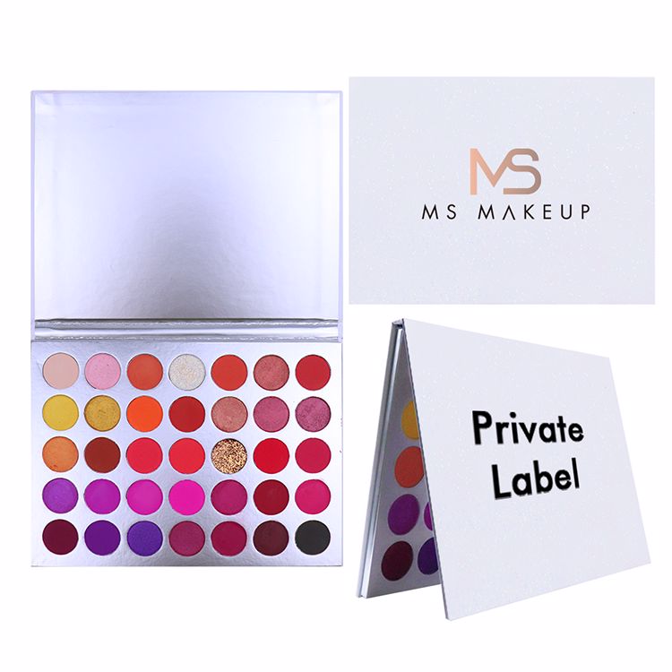 Oem веганская жестокость бесплатно 35 цветов белый макияж блеск Пользовательский логотип тени для век частная этикетка Высокая пигментная палитра теней для век