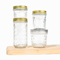 Grosir 100ml 350ml stoples kaca kaviar Jam madu bening dengan tutup logam