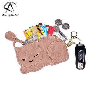 Porte-monnaie mignon Andong en cuir de vache véritable, porte-clés, mini porte-monnaie, portefeuille court à fermeture éclair pour femme - Product Image 1
