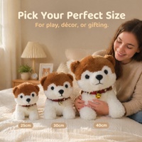 Peluche Akita Inu Mignonne, Jouet en Peluche Chien Moelleux en Position Assise, Marron et Blanc, Doux, pour Garçons et Filles, Compagnon de Chambre