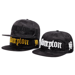 Stylish Unisex Compton Baseball <b>Cap</b> With Embroidered Letters, 6-Panel <b>Flat</b> Brim <b>Hat</b> for Street Style - Product Image 2