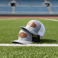 Casquette de camionneur de haute qualité à 6 panneaux avec patch en cuir et visière incurvée pour hommes