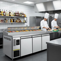 Table de préparation pour pizzas, table réfrigérée, 1,8 m, couvercle en acier inoxydable, économique, idéale pour les restaurants de petite/moyenne taille, rentable