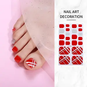 Рождественские красные серебряные полоски для ногтей наклейки на ногти индивидуальный дизайн обернуть клейкие наклейки для ногтей 2D украшения для женщин