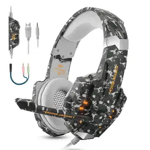 Fones de ouvido coloridos camuflados g9600, headset com microfone para jogos, para ps4, xbox, one, pc, equipamento de posição, com cancelamento de ruído e com fio