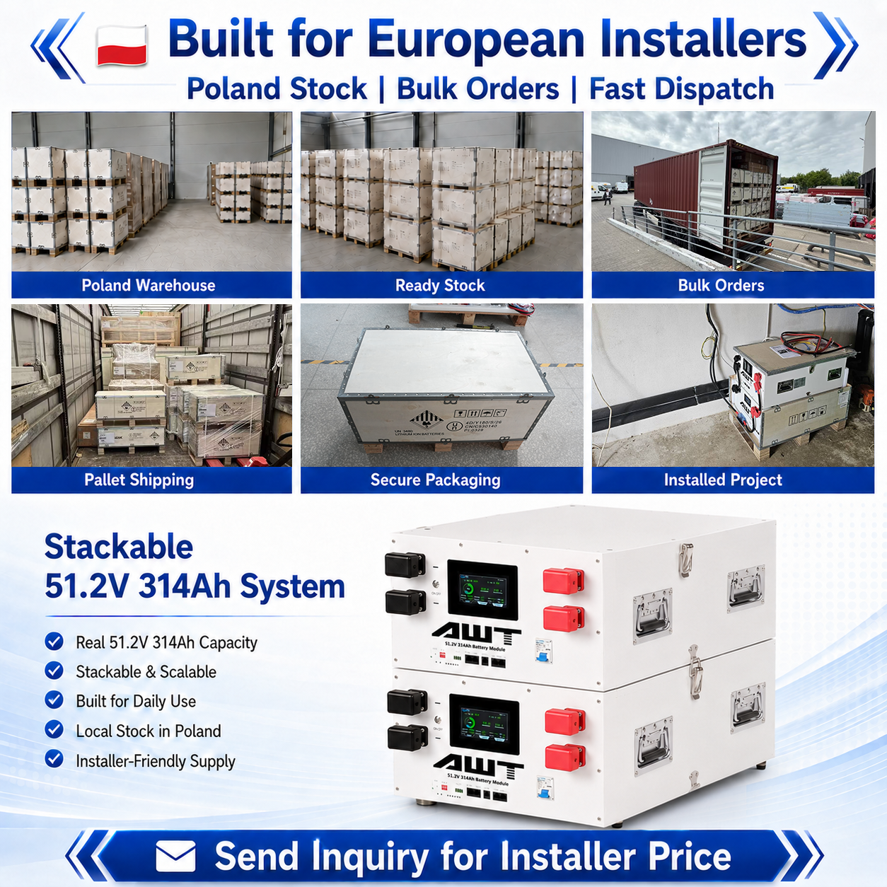 16kWh 51.2V 314Ah LiFePO4 Stackable Battery Pack Solar Home ESS 8000 Cycles Compatible Victron Growatt CE · image 5