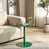 Table basse design en fer, table d'appoint de salon, mobilier de maison vert minimaliste de luxe léger de style mi-siècle pour balcon et chambre