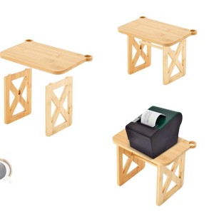 Wooden Label Holder Desktop <b>Printer</b> Stand Solid Wood Shelf For Office <b>Desk</b> Storage Rack With Roll Holder - Product Image 2