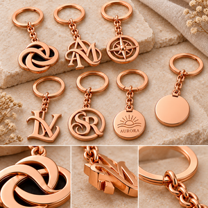 Llaveros de Metal Color Oro Rosa Personalizados con Monogramas de Letras, Grabado de Doble Cara y Embalaje de Regalo, Venta al Por Mayor, OEM, ODM - Product Image 3