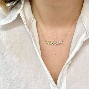 Promoción 2023, Nueva Joyería de Moda Primavera para Mujer, Collar con Micro Pavé Geométrico, Barra Curva, Perla Marina, Flor con Circonitas - Product Image 6