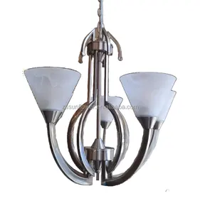 Modern iron plated brushed nickel and glass chandelier pendant light for living room