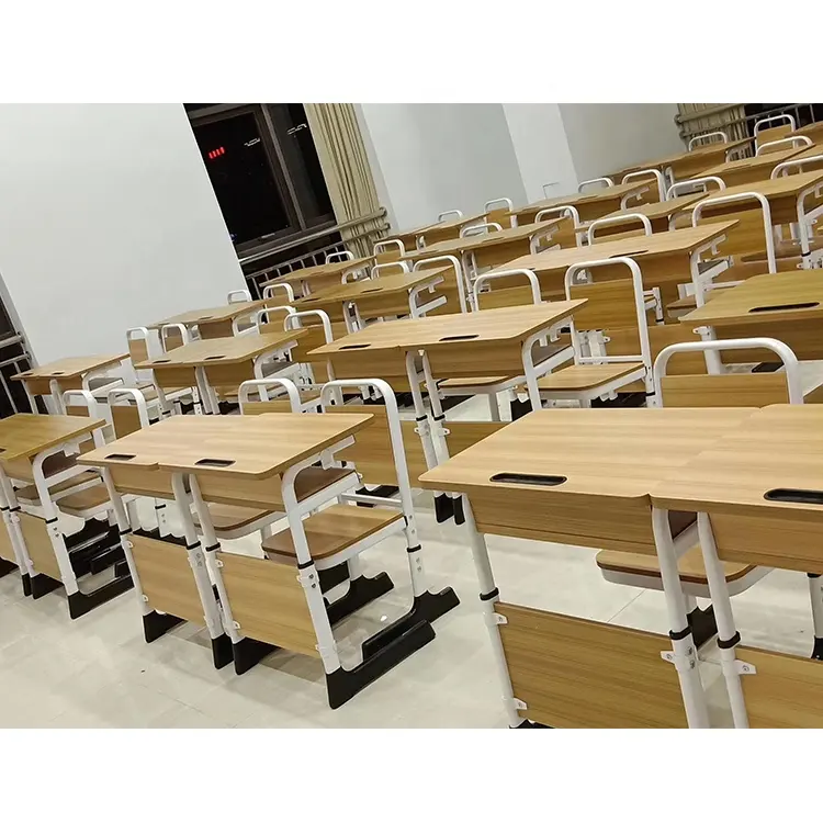 Yüksek kaliteli okul mobilyaları öğrenci okuma çalışması Metal çerçeve sınıf tek masa ve sandalye öğrenciler için orta lise