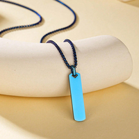 Collier pendentif personnalisé en acier inoxydable tendance, barre vierge, service de gravure de nom, date et logo