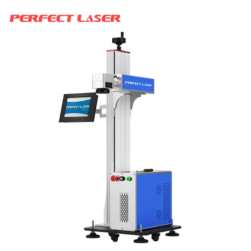 Laser sempurna 20w 30w 50w, tanggal kedaluwarsa online serat terbang spidol laser bekerja dengan garis produk untuk tanggal cetak pada logam