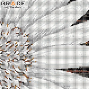 Mattonelle murali a mosaico di vetro margherita bianche fatte a mano fai da te dimensioni e Design 3D parete di cristallo <span class=keywords><strong>pittura</strong></span> decorazione pavimento arte prodotti artistici piastrelle - Product Image 2