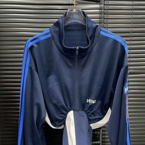Casual cintura elástica corbata soporte cuello recortado para la temporada de primavera impermeable Biker Bomber chaqueta de las <span class=keywords><strong>mujeres</strong></span> - Product Image 6