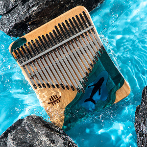 17/21 Key Kalimba Deep Blue Sea Whale Piano à pouce en bois Kalimba De 21 Teclas Instruments de musique Likembe <span class=keywords><strong>Sanza</strong></span> - Product Image 2