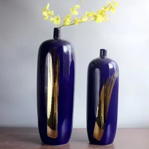 Nuovo stile moderno cinese luce di lusso di alta qualità viola dorato grande pavimento vaso in ceramica per la decorazione della casa