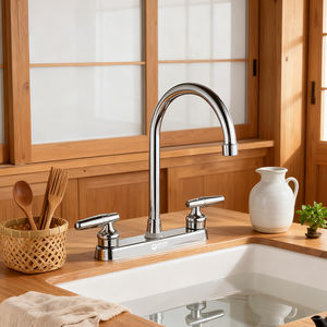 Robinet de cuisine SOLVEX contemporain chromé 19*480mm 8 pouces en zinc à 2 poignées et 2 trous pour les centres commerciaux et les hôtels - Product Image 6