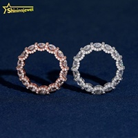 Bague d'éternité en gros diamant à réglage latéral Bijoux Hip Hop Bague entièrement en argent 925 Bague ronde en diamant Moissanite pour hommes