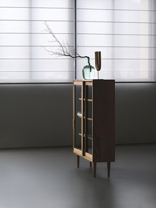 ตู้ข้างทรงสี่เหลี่ยมทำจากไม้โอ๊คสไตล์วาบิซาบิ  ประตูบานกระจก  ตู้เก็บของไม้จริง  เฟอร์นิเจอร์บ้าน  ตู้จัดระเบียบห้องรับประทานอาหาร ผลิตในจีน - Product Image 2