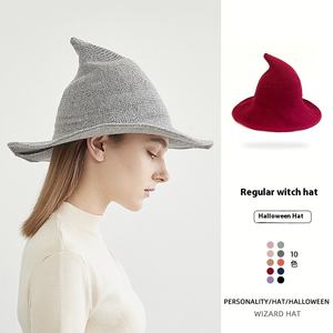 <span class=keywords><strong>Sombrero</strong></span> de mago plegable para Halloween, <span class=keywords><strong>sombrero</strong></span> puntiagudo de bruja de punto transfronterizo regular, personaje de lana para fiesta informal, uso directo - Product Image 2