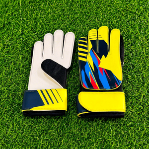 Yellow Black Unisex Football Goalkeeper Gloves Sublimation Print PU Leather <b>Half</b> Finger Non <b>Slip</b> Breathable Adjustable Wrist - Product Image 1