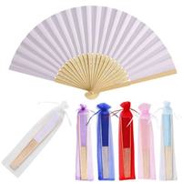 Éventail pliant en papier de bambou simple Mticolor Wuyung FAN02 pour mariages et fêtes, motif grande rose, logo personnalisé, vente en gros