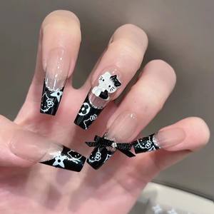 เล็บอะคริลิคทรงอัลมอนด์ลายดอกไม้ ทำมือ 10 ชิ้น พร้อมตัวอย่างฟรี แบบกดติดสำเร็จรูปทรงเฟรนช์ สไตล์เล็บสติลเลตโต้ สำหรับนิ้วมือ <span class=keywords><strong>หมาย</strong></span><span class=keywords><strong>เลข</strong></span>รุ่น - Product Image 4