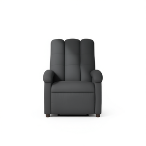 Dark <b>Grey</b> Recliner Chair 100% Polyester Fabric Metal <b>Frame</b> Manual Reclining Contemporary Style Living Room Furniture - Product Image 1