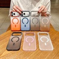 Casing Ponsel Magnetik Bergelombang untuk iPhone 17 Pro, Aksesoris Logam Gradasi Tekstur Bergelombang untuk iPhone 18 Pro, Casing Anti Jatuh
