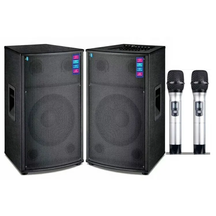 12 Inch Big Power 2.0 Active Professional Outdoor Stage Pairs DJ Bass Wooden Speaker With USB/SD/FM/Bluetouch/Wireless MIC