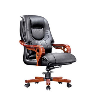 Silla de Oficina Ergonómica Giratoria de Lujo Superior con Patas de Madera y Reposabrazos Ejecutivos de Cuero PU para Uso en Hospitales y Escuelas - Product Image 4