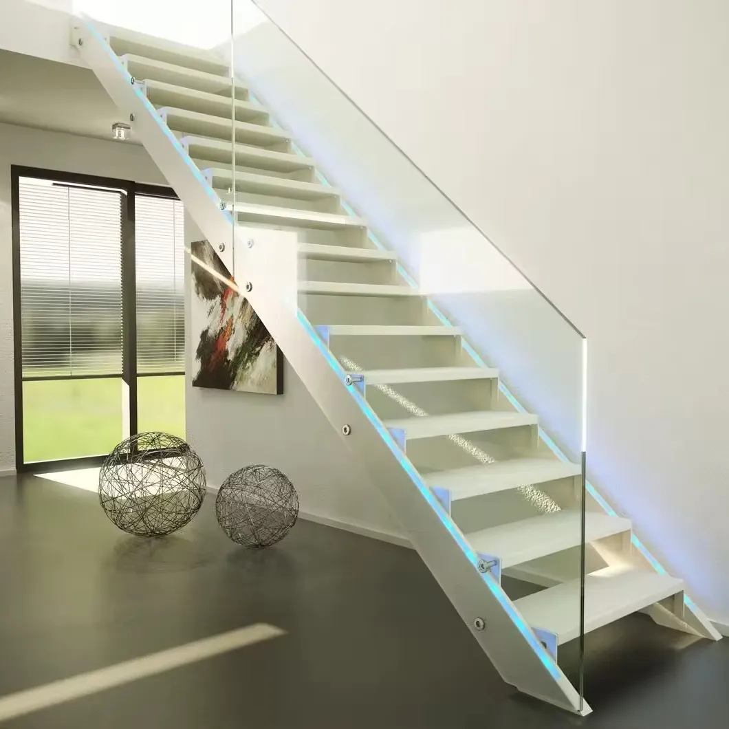 CBMmart kavisli merdiven Spiral kapalı merdiven ahşap Metal sırtı için Villa ev merdiven tasarım düz merdiven