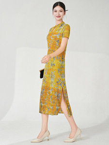 Miyake 2025 été nouveau style chinois de haute qualité rétro haut de gamme robe imprimée élégante robe de soirée - Product Image 4